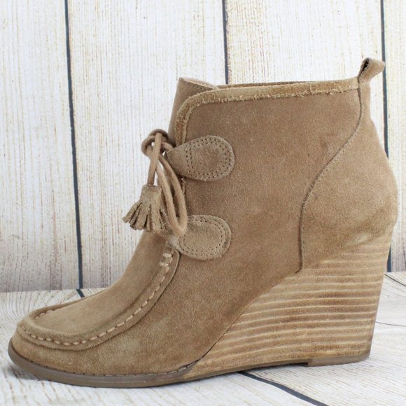 Lucky Brand Shoes - LUCKY BRAND Suede Lace-up Wedge Bootie Size 7